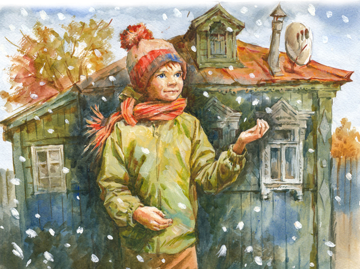 Первый снег. Иллюстрация к повести.