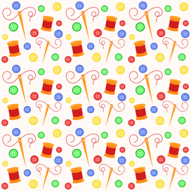 Паттерн с иголками, нитками и пуговицами