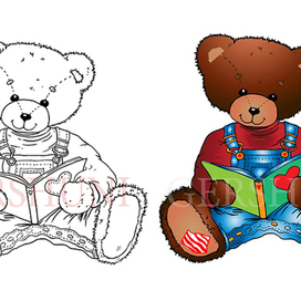 Персонаж-мишутка с книгой..