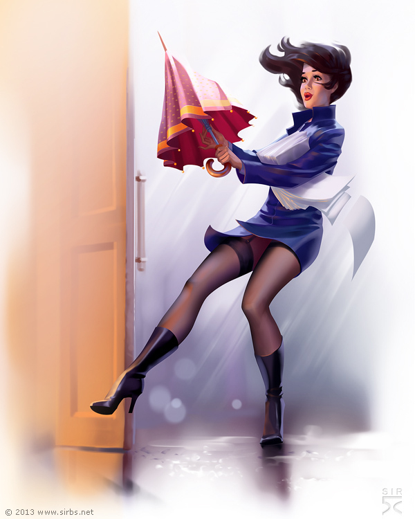 девушка под дождем