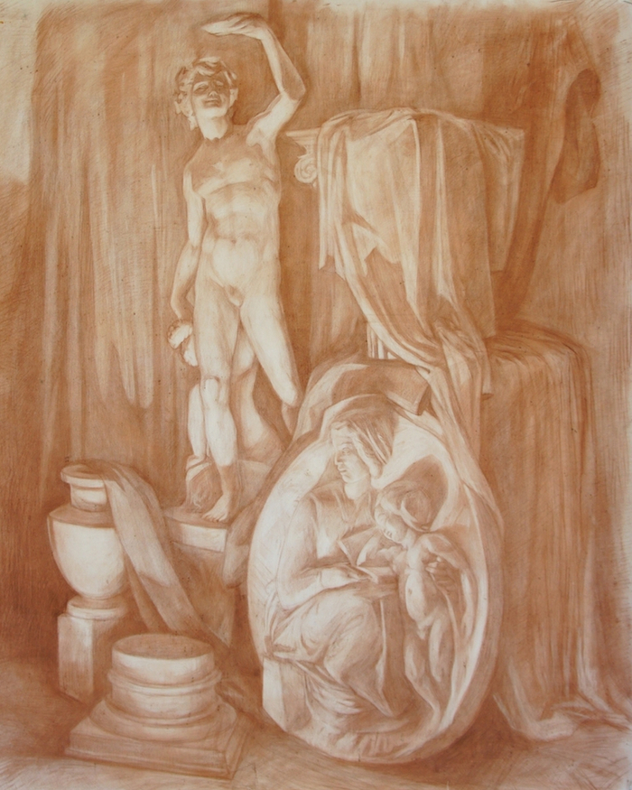 академический рисунок сепией