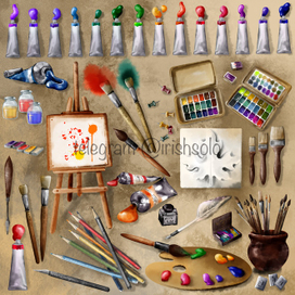 Клип-арт «Художественные инструменты и материалы»