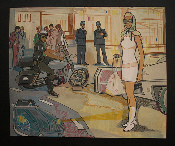 "Дама в очках,  с ружьем, на белом автомобиле"