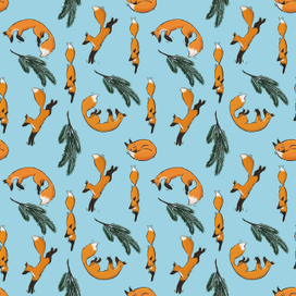 Бесшовный паттерн с лисичками