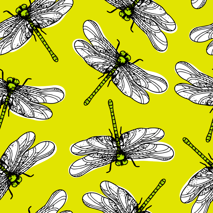 Seamless pattern for Shutterstock. Dragonflies on a bright background.
