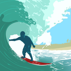 2D surfing illustration