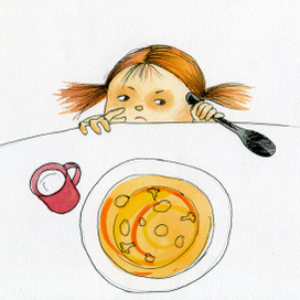 Детская иллюстрация. Нехочу-небуду это есть никогда!