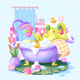Лягуша купается в ванной