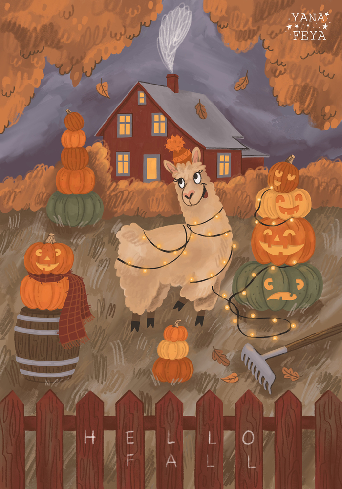 Альпака и яркие огоньки