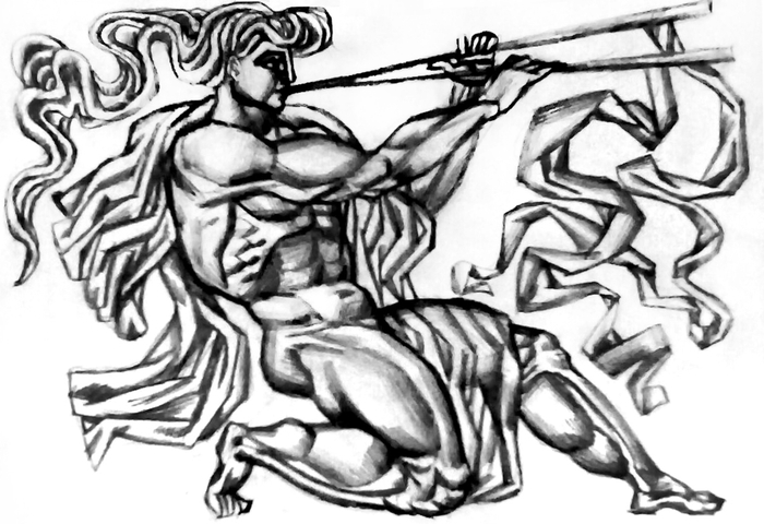 41. "Трубач", бумага, карандаш. 2017 г. 