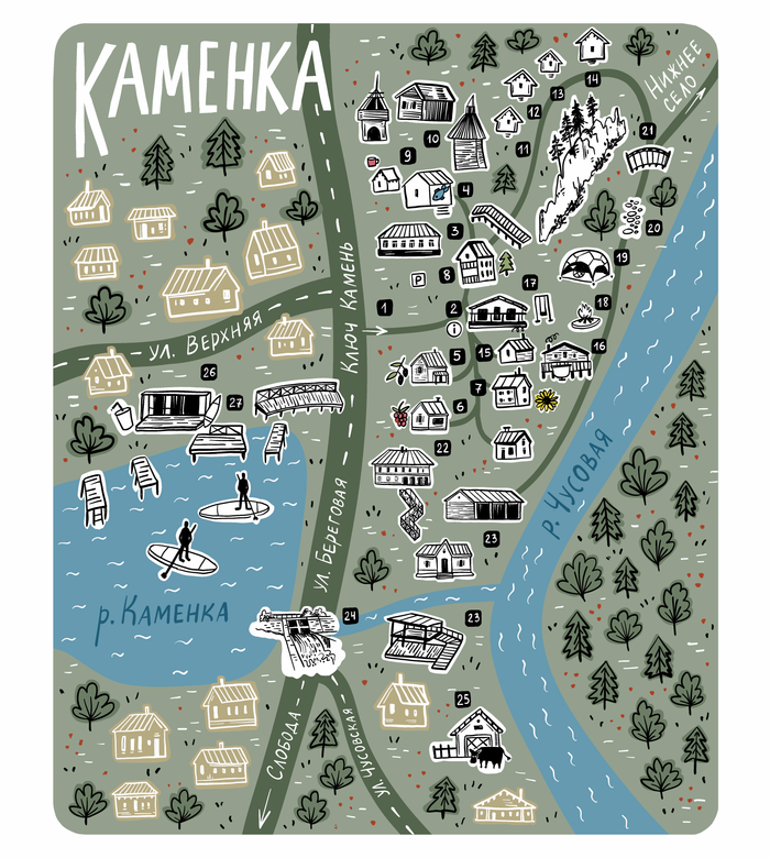 Карта деревни Каменка и базы Ключ-камень