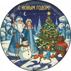 новогодняя ретро открытка