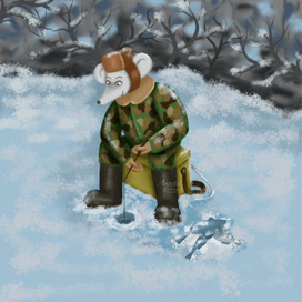 Папа Джордж на зимней рыбалке