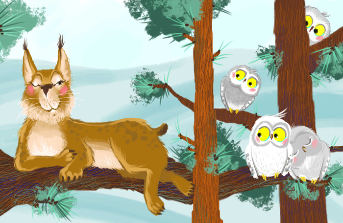 Книжка "Покрути колесико", рысь, совы