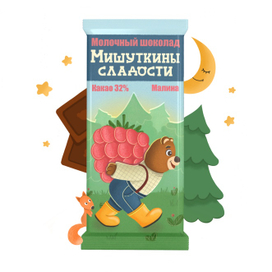 Иллюстрация для упаковки шоколада «Мишуткины сладости»