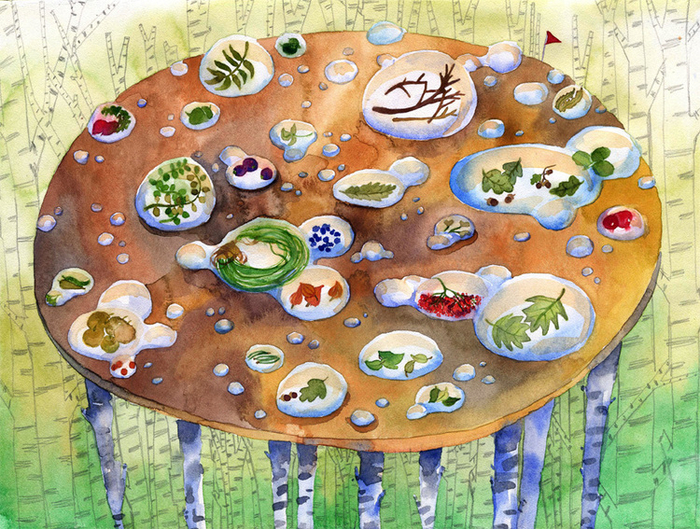 Стол с каплями...