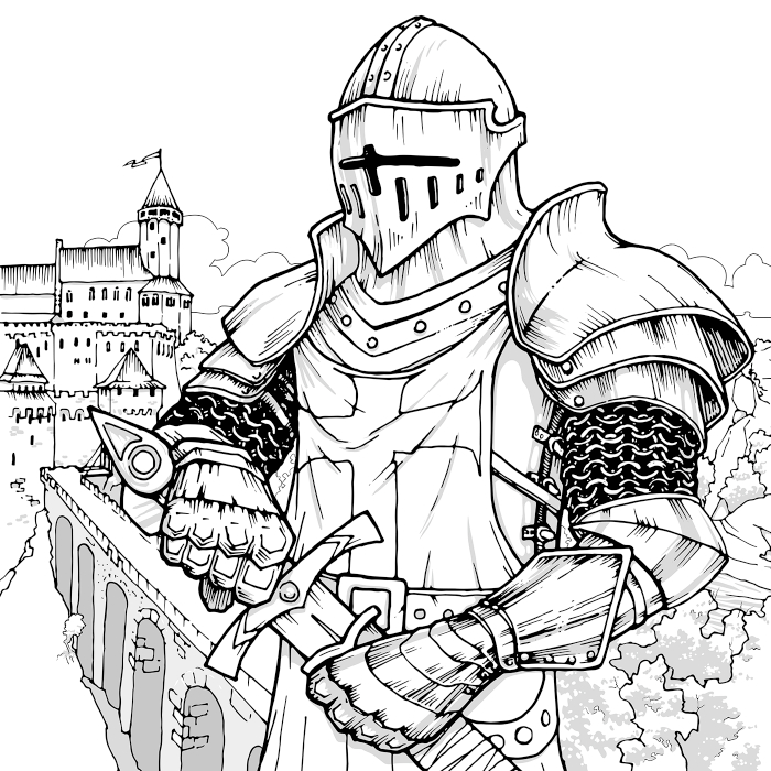 Рыцарь. Селфи на фоне замка