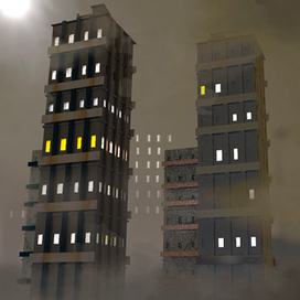 a night city is in fog - ночной город в тумане