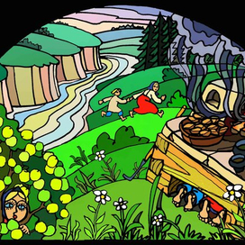 печка, яблонька и речка