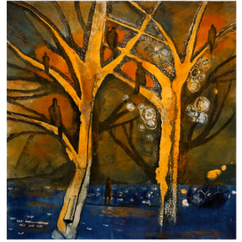 "На ветвях серебристых тополей"