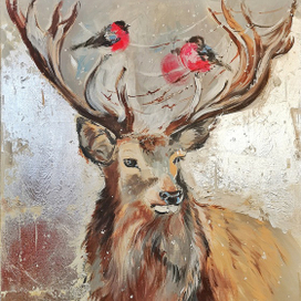 Серебряный олень и птахи