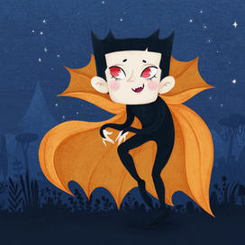 Иллюстрация на разворот Вампир Дюк и кот Мартин by Masha BGD