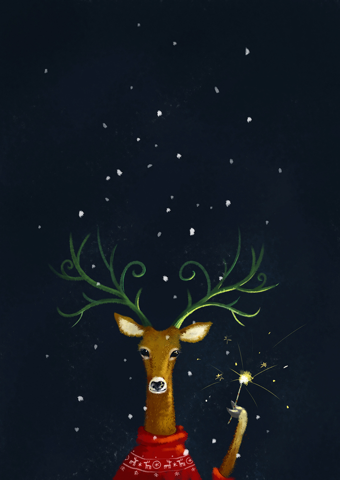 Новогодняя открытка Олень