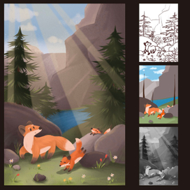 Обложка для книги с лисами