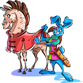 Кролик-рыцарь и его конь