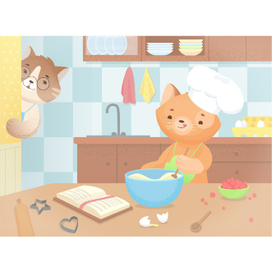 Детская иллюстрация с котами