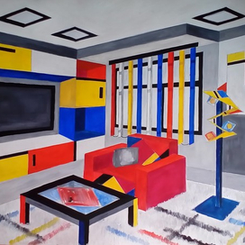 Разработка гостиной по художнику П. К. Мондриан