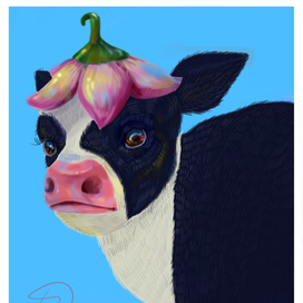 cow and flower