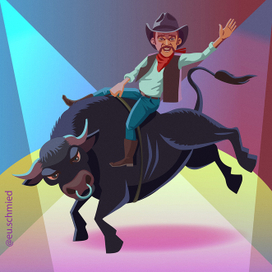 Cowboy riding a bull