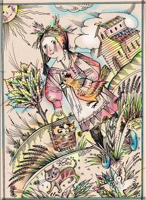 девочка с цыплятами