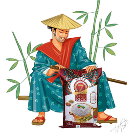 Самурай с мешком риса