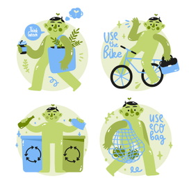 Illustration for eco stickers for the app. Vector illustration.