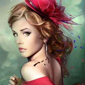 девушка в красном