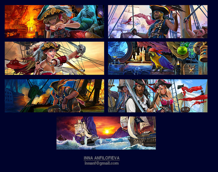 иллюстрации для игры "Пираты-моби"
