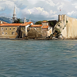 Будва. Старый город вид с буны.