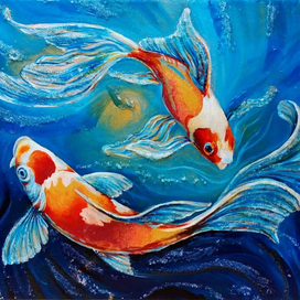 Рыбки кои (Х-А 30Х40 текстурные пасты, интеллектуальные краски 2015) 
