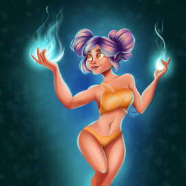 Персонаж девушка с волшебным огнём в руках