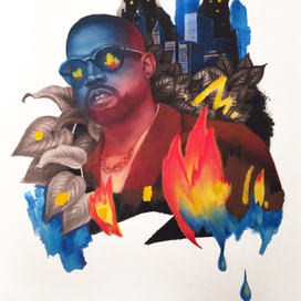 портрет репера Kaney West