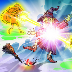 Дети-лучи против ведьмы.