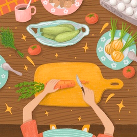 Серия иллюстраций про девочку-повара