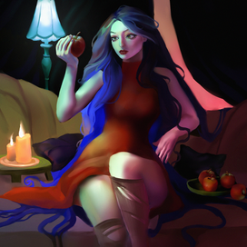 девушка с яблоком