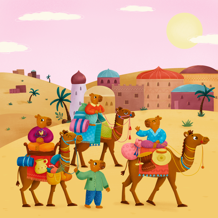 Капибара и друзья. Иллюстрация для игры