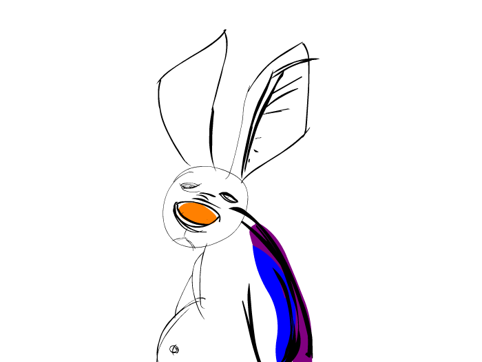 Вздыхающий кролик с рыжим носом в печали 