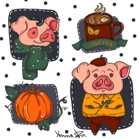 Набор стикеров "Pig"