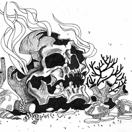 Черепуля с кораллами