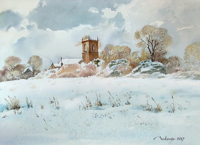 ,,Зима в Ирландии,,Тест аквабумаги.